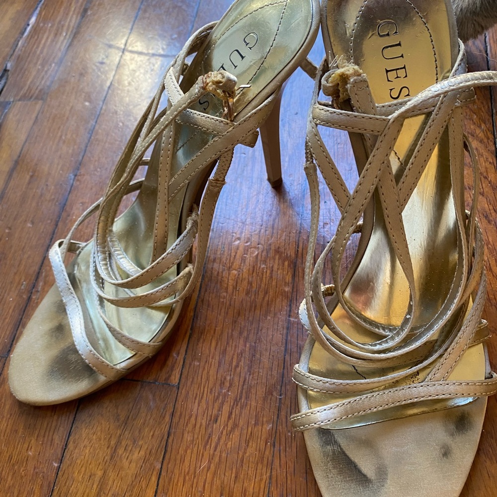 Strapless Gold Guess Heels